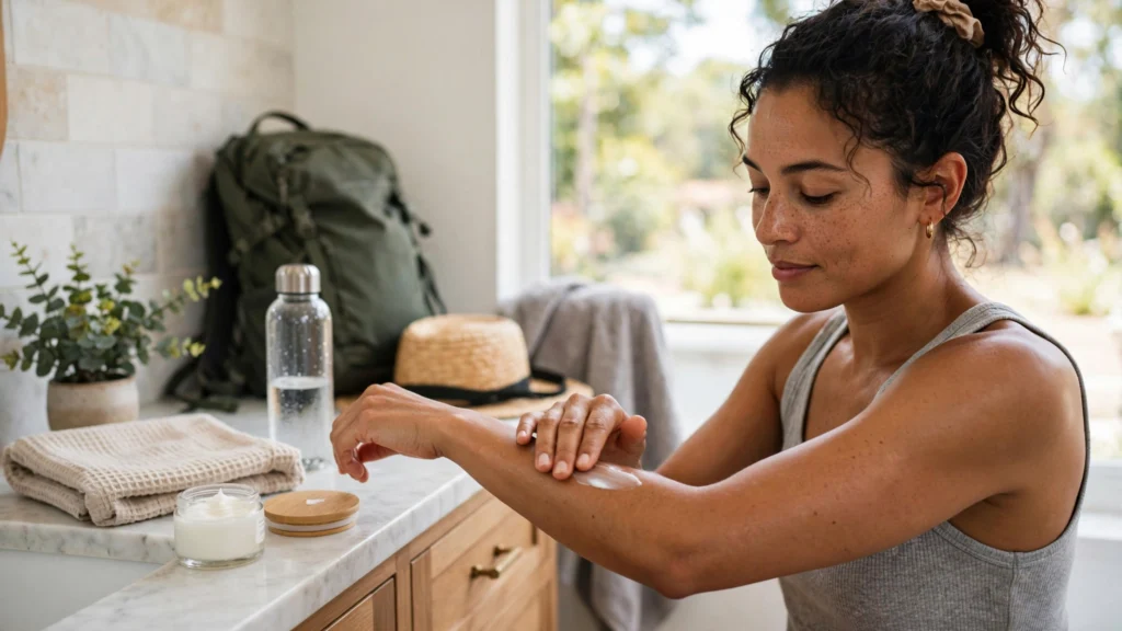 Gentle skincare routine after sun exposure