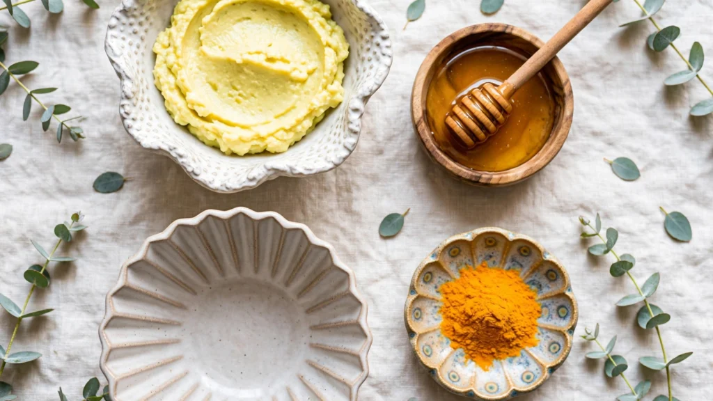 Avocado honey and turmeric body mask ingredients
